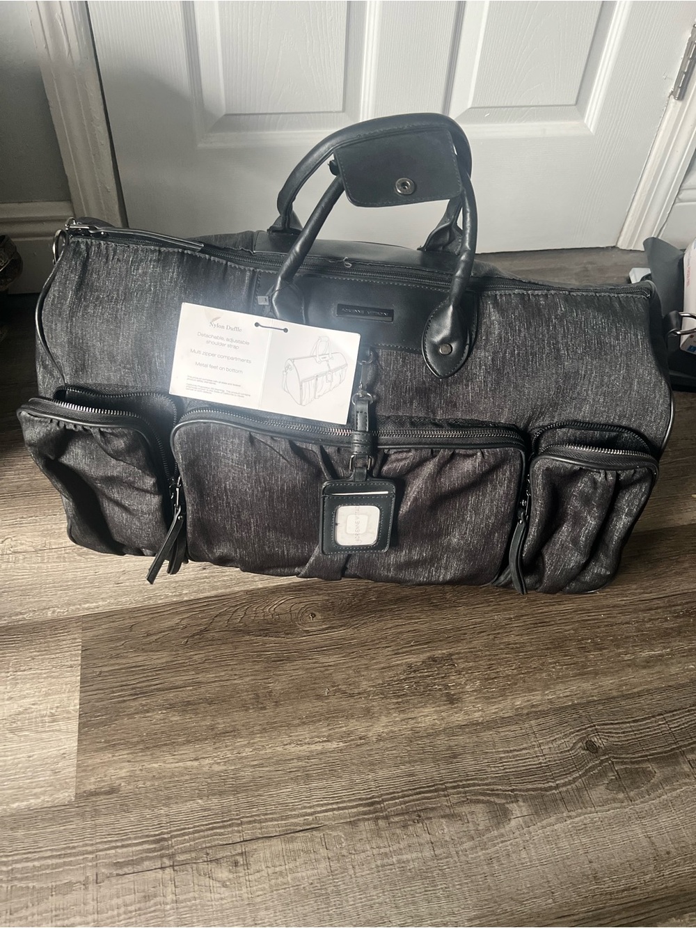 Adrienne Vittadini Black Men's Duffel Bag with Front Pockets